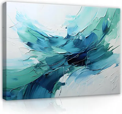 Produktbild von Leinwandbilder Wandbild Abstrakt Blau 120x80 cm XXL Modern Leinwand Bilder Leinwandbild Wohnzimmer Schlafzimmer Wanddeko
