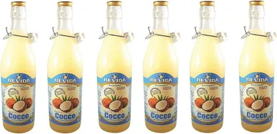 Produktbild von 6x Bevida Sciroppo di Cocco Kokossirup Sirup Glasflasche 1Lt Ideal für Getränke, Eis und Matsch