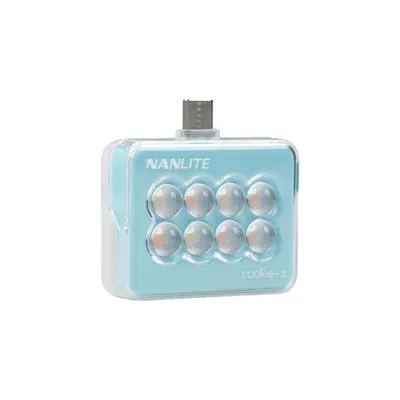 Image de NANLITE cookie-s Mini lampe LED rectangulaire pour smartphone, bleu cyan