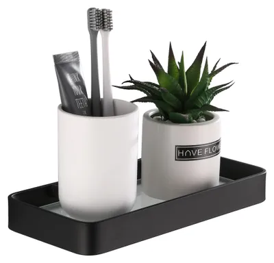 Produktbild von Duschablage Duschregal Duschkorb - Ohne Bohren - Edelstahl - Schwarz - 25,7 x 11,8 cm