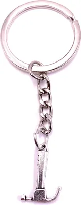 Produktbild von Onwomania Schlüsselanhänger Keychain Silber Metall Hammer Zimmermann klein Werkzeug