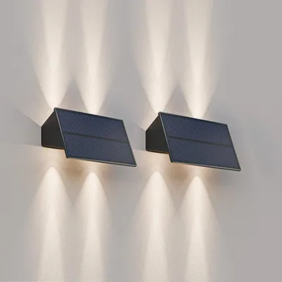 Produktbild von hoftronic Solar-Wandleuchte Roby 1,5W 3000K Up & Downlight Schwarz 2er Set