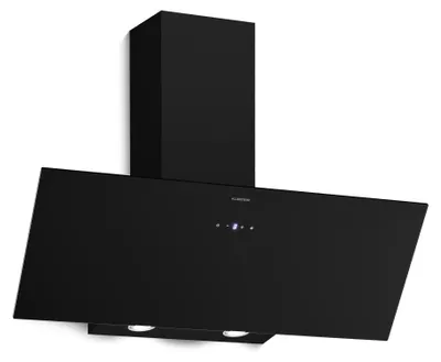 Image de Klarstein Laurel Hotte Aspirante 90 cm - Hotte Décorative Inclinée, 417 m³/h, LED, Tactile, A+++, 3 Vitesses & Boost, Filtre Charbon, Recyclage ou Évacuation, Design Verre Noir