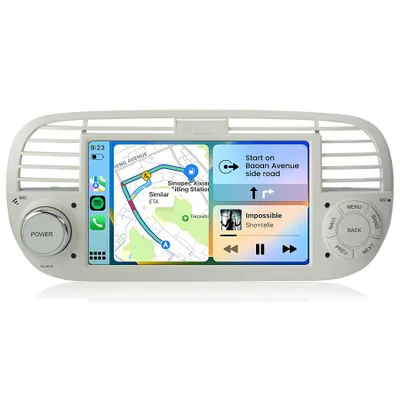 Immagine prodotto di Autoradio Hexinex Carplay per Fiat 500 (2007–2015) da 7 pollici con Android 15, 2+64 GB, Wi-Fi, Bluetooth, GPS, navigatore, Wi-Fi, Bluetooth, DAB+, SWC, USB, DSP