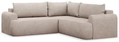 Produktbild von Ovo – L-Form Eckschlafsofa mit Bettkasten, beiger Veloursstoff universell