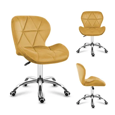 Produktbild von MARK ADLER Future 3.0 | Drehstuhl Bürostuhl Polsterstuhl | Höhenverstellbar bis 130 kg belastbar Samt Velours | Homeoffice Schminktisch | Senfgelb