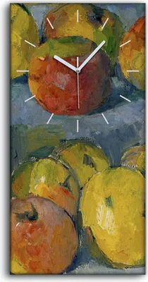 Produktbild von Leinwand Uhr Küche Wohnzimmer Bild Geräuschlos Kunstdruck 30x60 Äpfel - weiße Hände