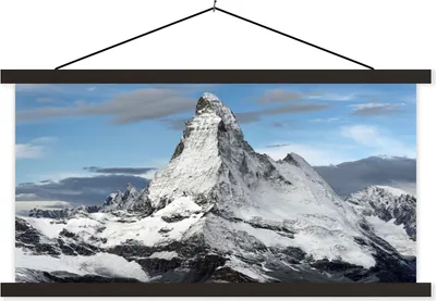 Produktbild von MuchoWow® Textilposter Wolken über dem Matterhorn in der Schweiz 60x30 cm mit schwarzem Rahmen - Textilien