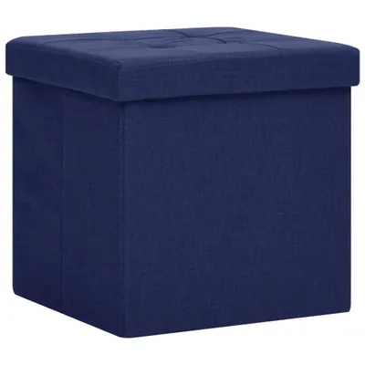 Produktbild von vidaXL Hocker mit Stauraum Blau Leinenoptik