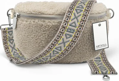 Produktbild von ARTVALL - Umhängetasche Teddy, Klein mit verstellbarem Schultergurt, abnehmbares Taschenband, Crossbody Bag in Beige
