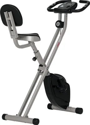Image de HOMCOM Vélo d'appartement pliable vélo de fitness vélo d'intérieur 8 niveaux de résistance magnétique avec dossier selle réglable écran LCD multifonction capteur fréquence cardiaque noir