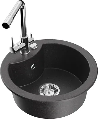 Produktbild von Mexen Diego 1-Becken-Granit-Spüle mit Mischbatterie Duero, Schwarz gesprenkelt - 6512-76-671600-00
