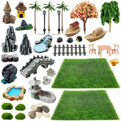 Produktbild von Miniatur-Tuindekorations-Set aus 42 Teilen - Ideal für DIY-Projekte