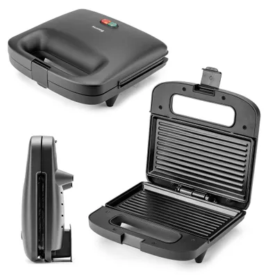 Panini-Sandwichmaker, 1000 W, antihaftbeschichtet, schwarz