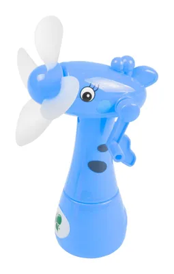 Produktbild von Kinder Mini-Ventilator Giraffe mit Wasserzerstäuber Handventilator Sprühflasche, Farbe:blau