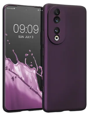 Produktbild von kwmobile Handyhülle für HONOR 90 5G Hülle - weiche Silikon Case metallisch schimmernd - Schutzhülle Cover - Metallic Brombeere