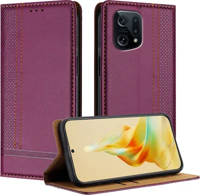Obrázek produktu pro Pouzdro pro OPPO Find X5 kožené flipové pouzdro s funkcí stojánku Fialová