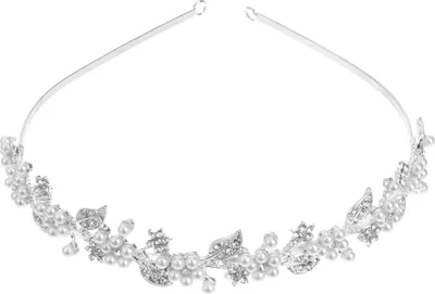 Produktbild von Braut Tiara Kristall Strass Perle Haarband Hochzeit Stirnband Silber