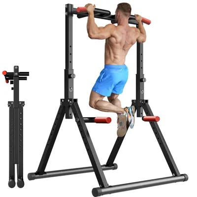 Image de Station d'entraînement pliable, réglable en 8 hauteurs, supportant jusqu'à 200 kg, pour des séances d'entraînement complètes à domicile