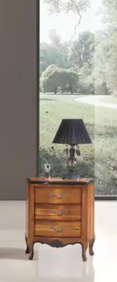 Produktbild von Nachttisch mit 3 Schublade Holzschrank Design Italienische Möbel Neu