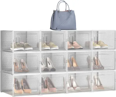 Productafbeelding van Set van 12 schoenendozen – kunststof, stapelbaar – 35 x 25 x 18,5 cm