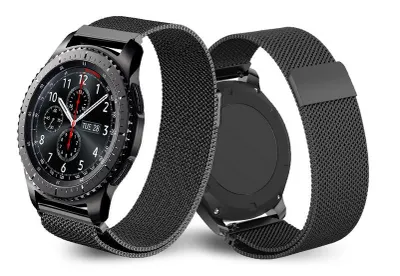 Produktbild von 20mm Armband für Samsung Galaxy Watch 7 6 5 4 40mm 44mm, uvm, Edelstahl Mesh Milanaise Ersatzarmband Magnetverschluss - Schwarz