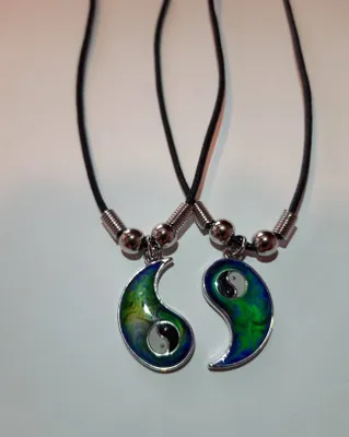 Produktbild von Pärchen Stimmungsketten Yin Yang, Kette Anhänger Modeschmuck Ketten Geschenke Schmuck, 1 Set = 2 Ketten