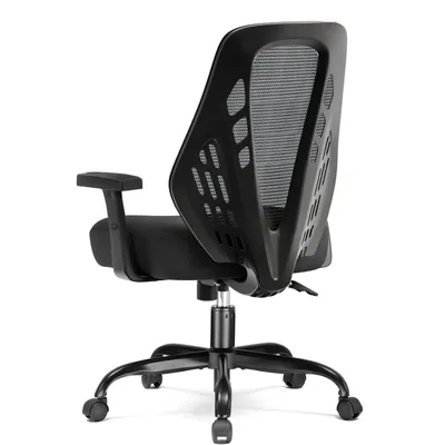 Image de Chaise de bureau ergonomique COMHOMA avec accoudoirs réglables, chaise de jeu en maille respirante, avec dossier en V et fonction de basculement.