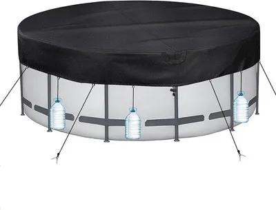 Produktbild von Famanu Rundes Schwimmbad-Abdeckseil Ø 371 cm - UV-beständig mit Befestigungsleinen und Erdnägeln