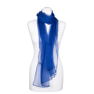 Produktbild von Seidenschal Halstuch Schal Chiffon dunkelblau Seide 180x55cm