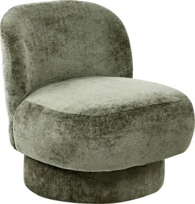 Produktbild von BELIANI Sessel Grün aus Chenille Stoff Ohne Armlehnen mit Drehfunktion Gepolstert Glamour Elegantes Design für Wohnzimmer Schlafzimmer Flur