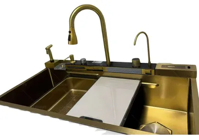 Produktbild von Küchenspüle, großes Einzelbecken, Edelstahl 304, 6846CM-H-SET-rechts