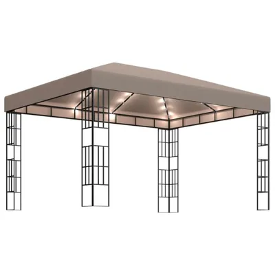 Produktbild von vidaXL Pavillon mit LED-Lichterkette 4x3 m Taupe
