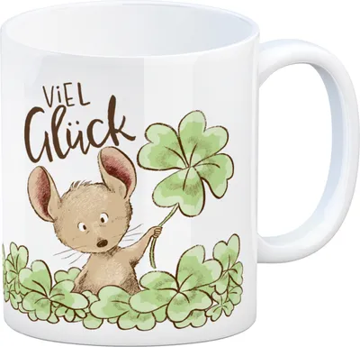 Produktbild von Maus Kaffeebecher mit Spruch Viel Glück