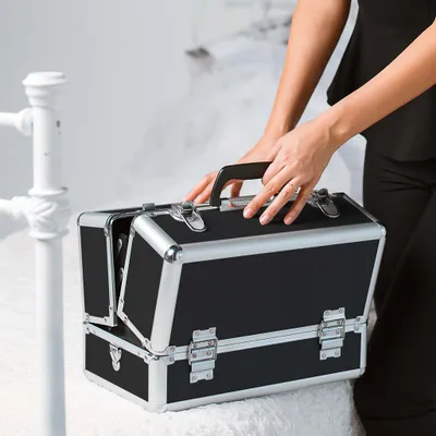 Produktbild von Wiltec Alu Transportkoffer, Aufbewahrungskoffer mit 2 Schlüsseln, Universalkoffer für Werkzeug, Hobby, Arbeit, Mehrzweckkoffer mit Innenaufteilung