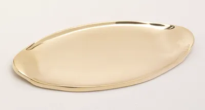 Produktbild von Kerzenteller, Dekoteller oval in Messing Gold poliert (Innen 13 x 6,5 cm) für Ovalkerzen, Ellipsenkerzen