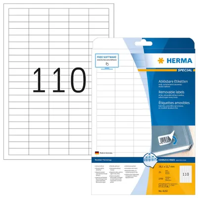 Produktbild von Etiketten A4 weiß 38,1x12,7 mm Movables/ablösbar Papier matt 2750 St.