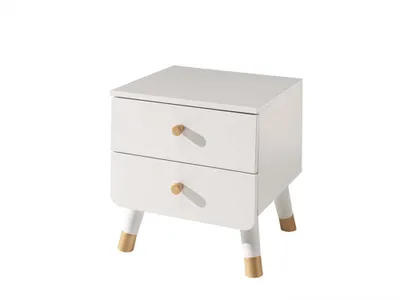 Image de Table de nuit BILLY avec 2 tiroirs, finition laquée blanc satiné