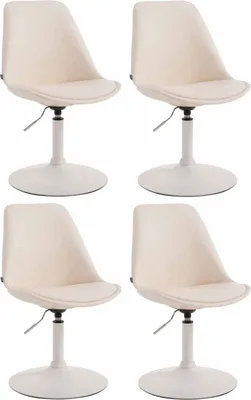 Immagine prodotto di set di 4 sedie da pranzo in Pelle finta - sedie - design moderno, seduta confortevole. Colore: crema | colore base: bianco