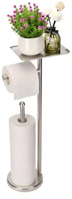Imagen del producto de Soporte de papel higiénico independiente con estante de almacenamiento