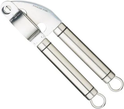 Produktbild von Ibenzoa® Edelstahl Knoblauchpresse 20,5 cm – zum einfachen und effizienten Pressen von Knoblauch und Ingwer, ergonomische Griffe, herausnehmbarer Behälter, Aufhängeöse