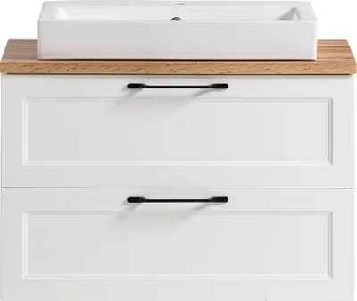 Produktbild von Waschtisch 80 cm mit Keramik-Aufsatzbecken in weiß MARLING-03, B/H/T ca. 80/65,5/47 cm