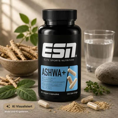 Produktbild von ESN Ashwagandha Kapseln: Ashwa+ 60 Kapseln 39g
