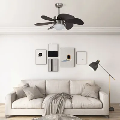 Produktbild von vidaXL Stropný ventilátor s lampou 76 cm Tmavo hnedý