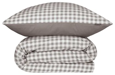 Produktbild von SCHIESSER Bettwäscheset Vichy | Renforcé | 2-teilig | Vichy-Karomuster | 100% Baumwolle | Weich und glatt | YKK-Reißverschluss | 135x200 cm + 80x80 cm | Grau