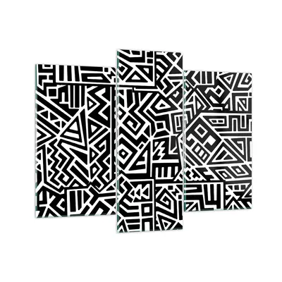 Produktbild von Bilder auf glas - 3 Teile - Op-Art. Schwarz Weiß - 130x100cm - Glasbilder - Wandbilder - Bilder - zum Aufhängen bereit - Wanddekoration aus Glas - Glas Bilder - Wandbild auf Glas - GCB130x100-4885