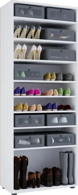 Produktbild von VCM XXL Holz Großer Schuhschrank Schuhkommode Schuhregal Groß Vandol 9 Fächer Weiß