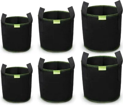 Produktbild von Pflanzsack Vliesstoff - 6er Set Tomaten, Blumen, Pflanzen Behälter - Schwarz