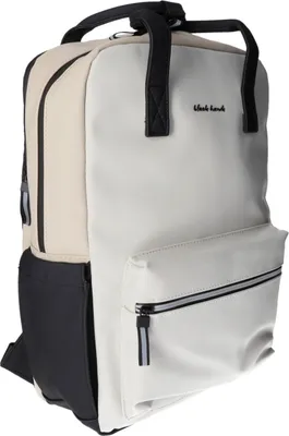 Produktbild von Rucksack aus beigem Kunstleder mit Laptopfach, 29,5 cm Breite x 41 cm Höhe x 10 cm Tiefe