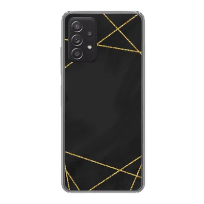 Produktbild von MuchoWow® Handyhülle Schutzhülle Hülle für Samsung galaxy a73 Geometrisches Muster aus goldenen Linien auf schwarzem Hintergrund Silikon Softcase Handy Hülle - Handyhülle